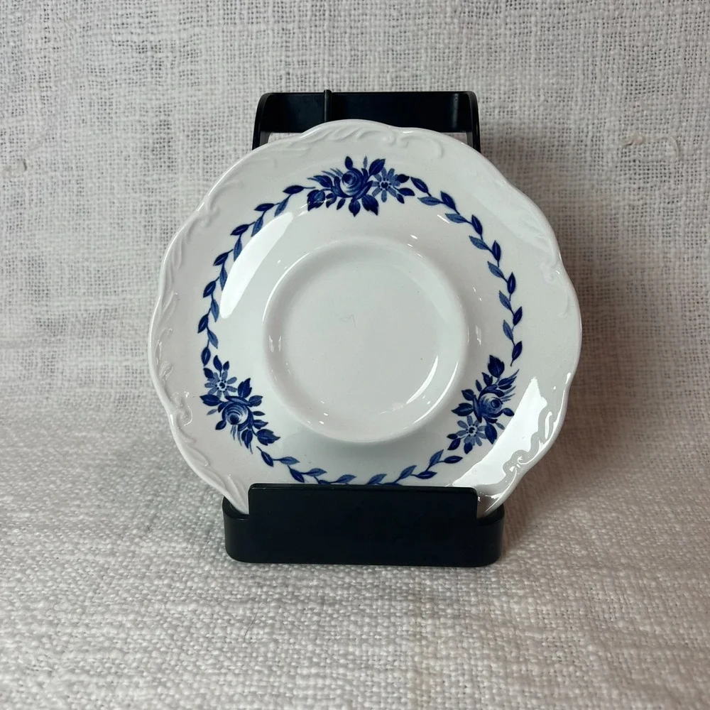 Vintage J.‎ & G. Meakin Ironstone China Tea Saucer Set 4 Dresden Blue 5.5" Plate - Picture 3 of 7